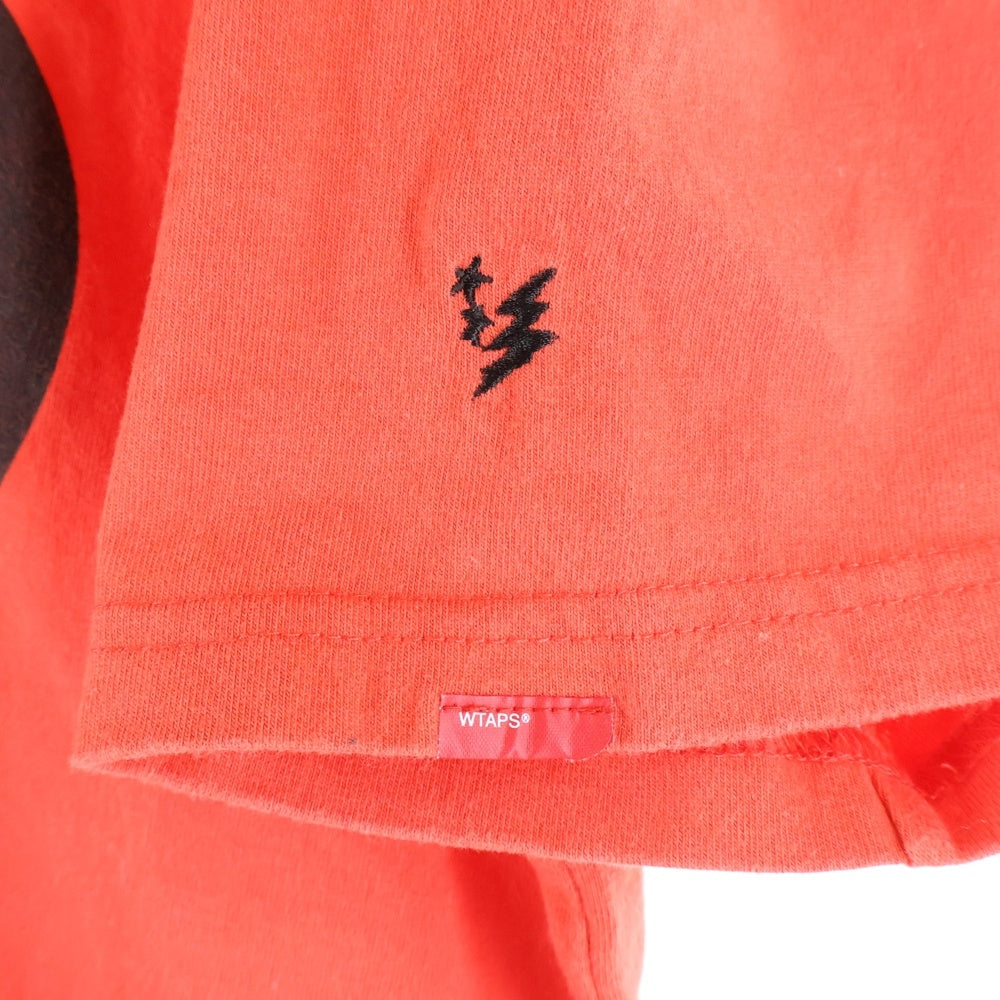 WTAPS(ダブルタップス) サークルロゴ プリント 半袖 クルーネック Tシャツ オレンジ