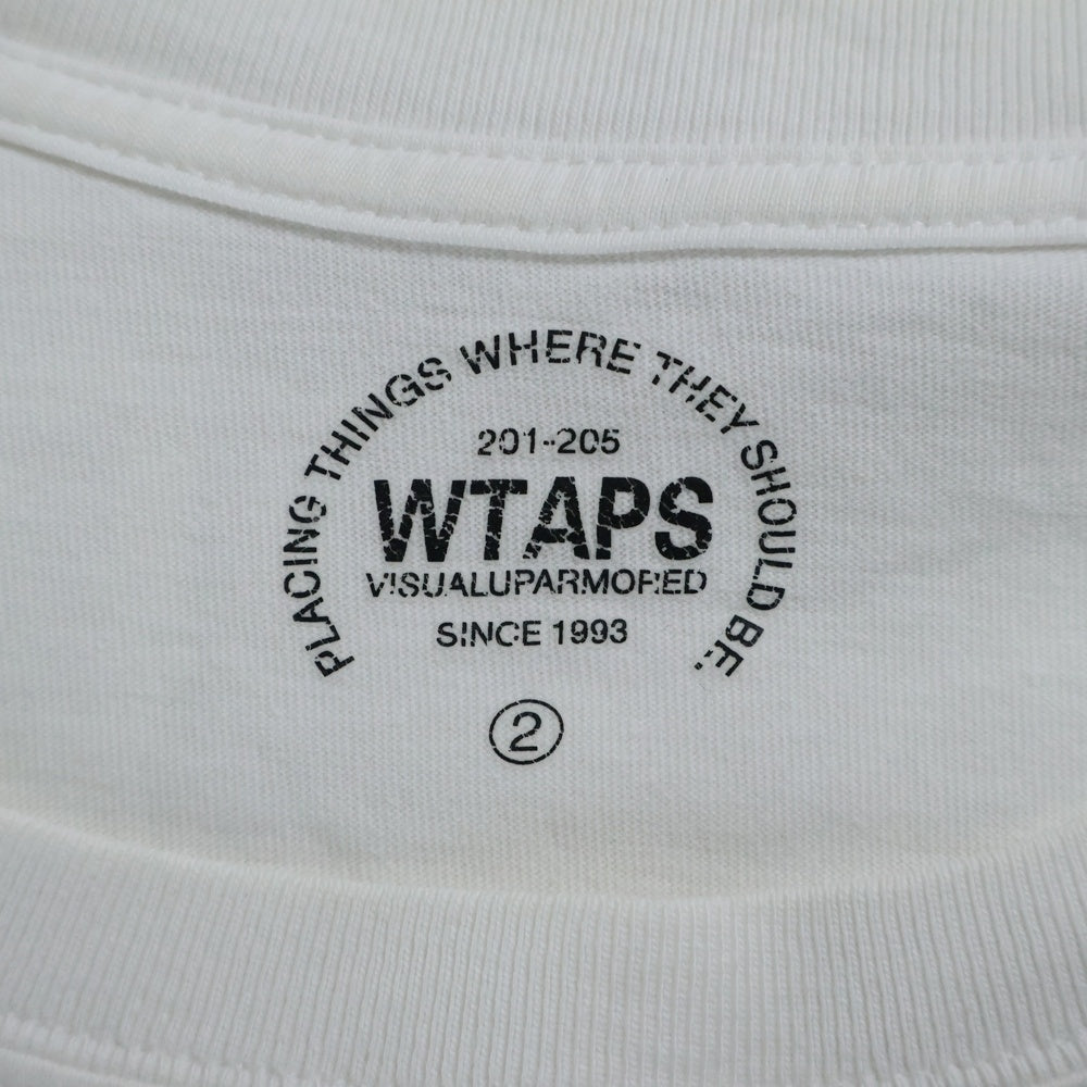 WTAPS(ダブルタップス) フロントロゴ プリント 袖刺繍 半袖 クルーネック Tシャツ ホワイト