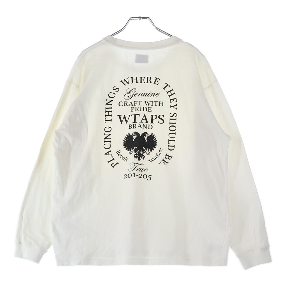 WTAPS(ダブルタップス) DESIGN LS HERALDRY 長袖 クルーネック Tシャツ ホワイト 171ATDT-CSM07