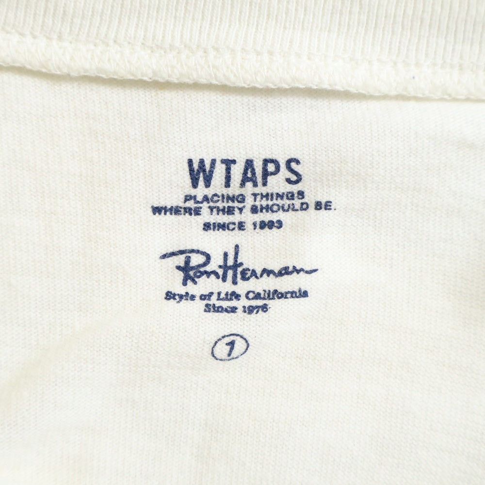 WTAPS(ダブルタップス) ×Ron Herman アーチロゴ ホワイト 半袖 クルーネック Tシャツ ホワイト 141ATDT-CSM04S