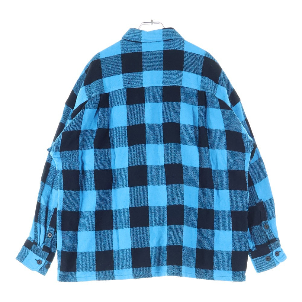 DESCENTE(デサント) CHECK LS SHIRTS チェック柄 長袖シャツ ブルー