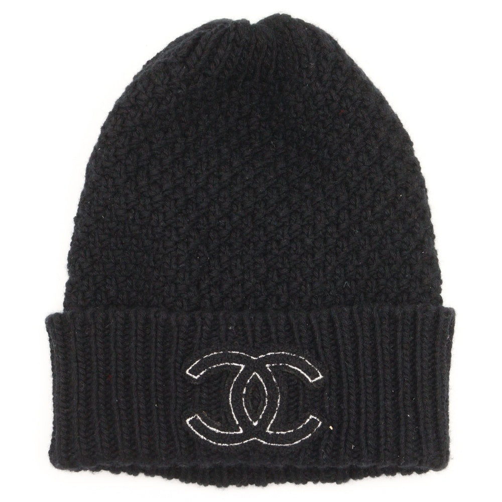 CHANEL(シャネル) ココマーク フロントロゴ ビーニー ニットキャップ ブラック