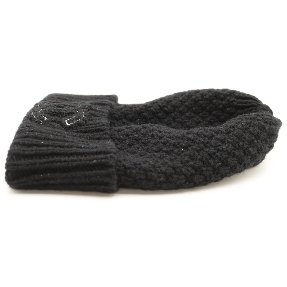 CHANEL(シャネル) ココマーク フロントロゴ ビーニー ニットキャップ ブラック