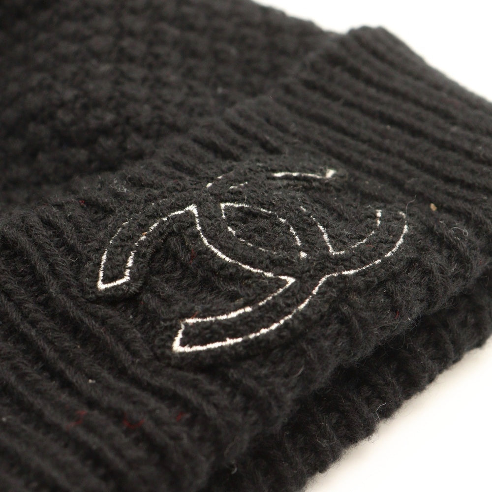 CHANEL(シャネル) ココマーク フロントロゴ ビーニー ニットキャップ ブラック