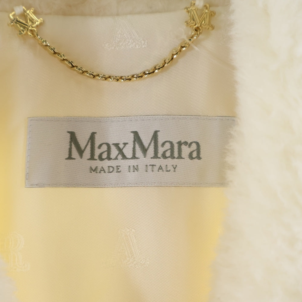 Max Mara(マックスマーラ) テディベア ケープ ポンチョ ベルト付き ボアベストジャケット ホワイト