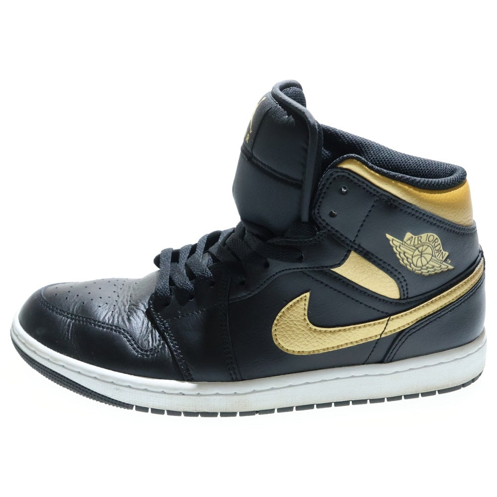NIKE(ナイキ) AIR JORDAN 1 MID Black Metallic Gold DQ8426-071 エアジョーダン1 ミッドカットスニーカー ブラック/ゴールド US10/28cm