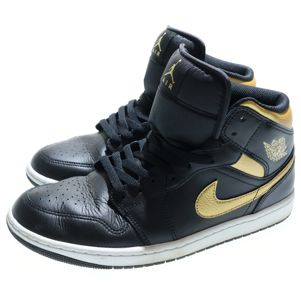 NIKE(ナイキ) AIR JORDAN 1 MID Black Metallic Gold DQ8426-071 エアジョーダン1 ミッドカットスニーカー ブラック/ゴールド US10/28cm