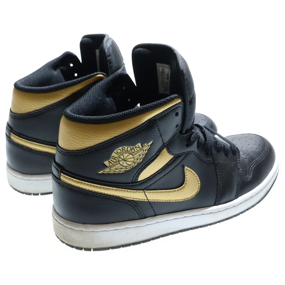 NIKE(ナイキ) AIR JORDAN 1 MID Black Metallic Gold DQ8426-071 エアジョーダン1 ミッドカットスニーカー ブラック/ゴールド US10/28cm