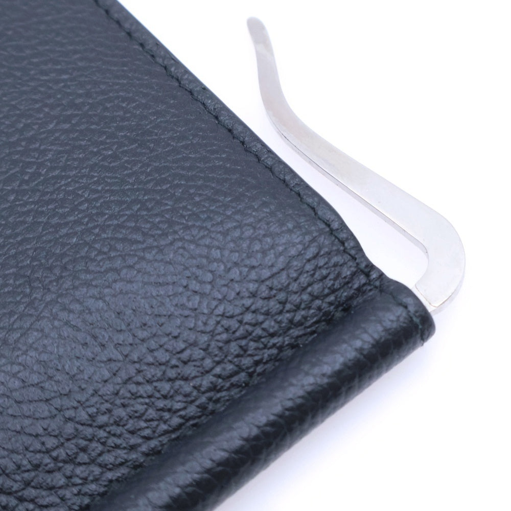 BALENCIAGA(バレンシアガ) ロゴ マネークリップウォレット 二つ折り財布 カードケース ブラック レザー 594308 シルバー金具