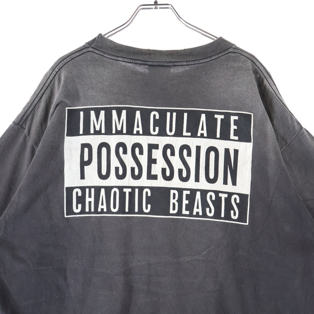 SAINT MICHAEL(セントマイケル) ×cactus plant flea market TEE SMILE カクタスプラントフリーマーケット ティースマイル クルーネック半袖Tシャツ/カットソー ブラック SM-YS1-0000-C01