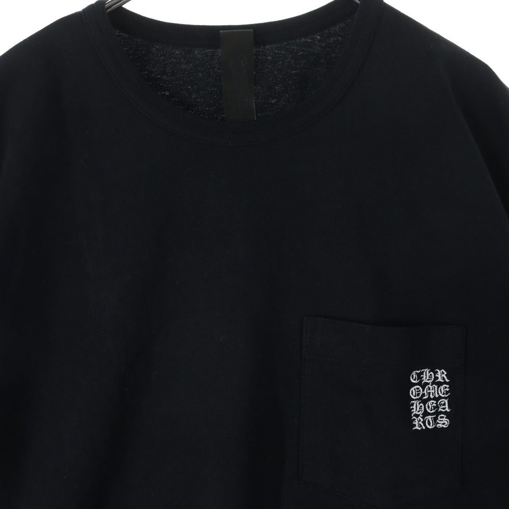 CHROME HEARTS(クロムハーツ) Y NOT 胸ポケットロゴ刺繍 半袖 クルーネック Tシャツ ブラック