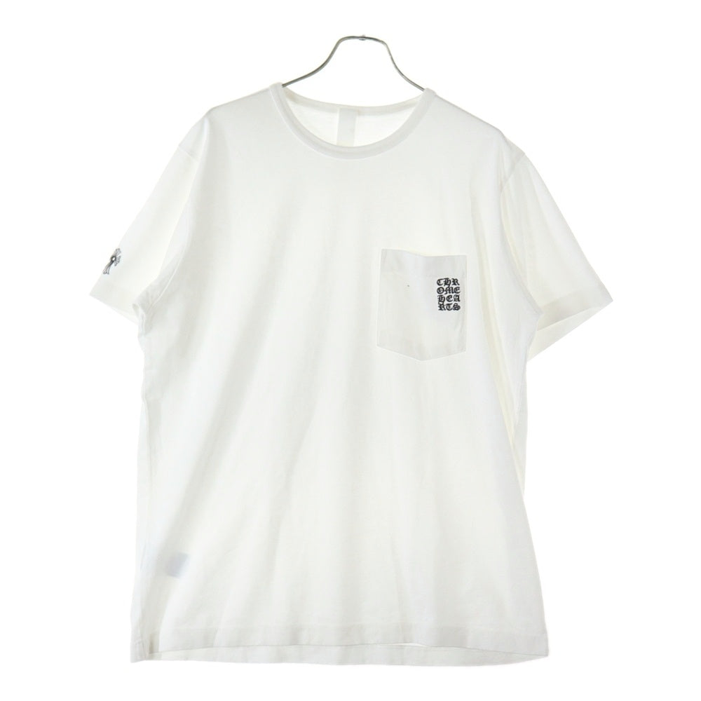 CHROME HEARTS(クロムハーツ) Y NOT 胸ポケットロゴ刺繍 半袖 クルーネック Tシャツ ホワイト
