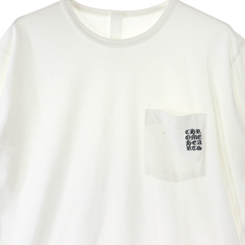 CHROME HEARTS(クロムハーツ) Y NOT 胸ポケットロゴ刺繍 半袖 クルーネック Tシャツ ホワイト