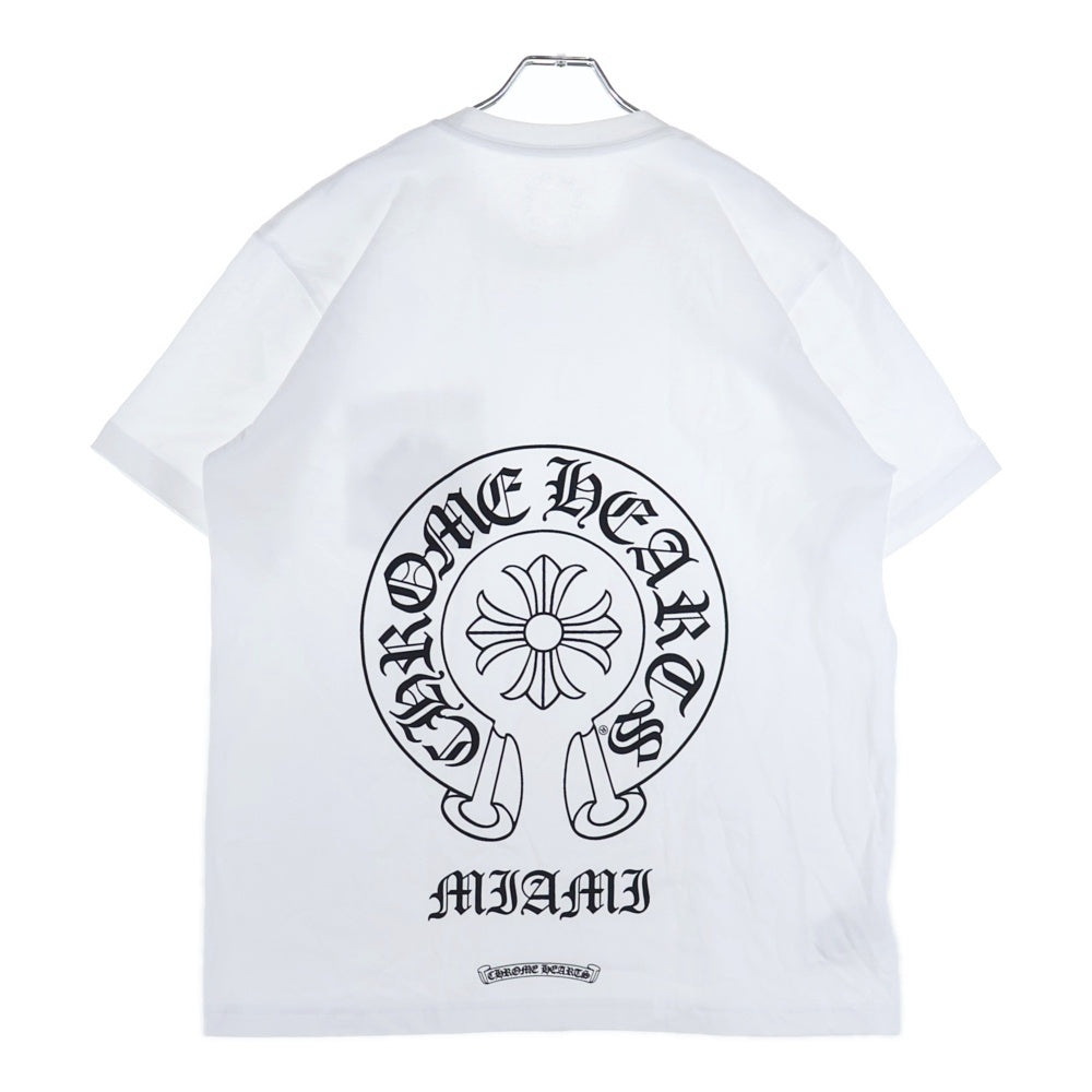 CHROME HEARTS(クロムハーツ) マイアミ限定 バックホースシュー プリント 半袖 クルーネック Tシャツ ホワイト