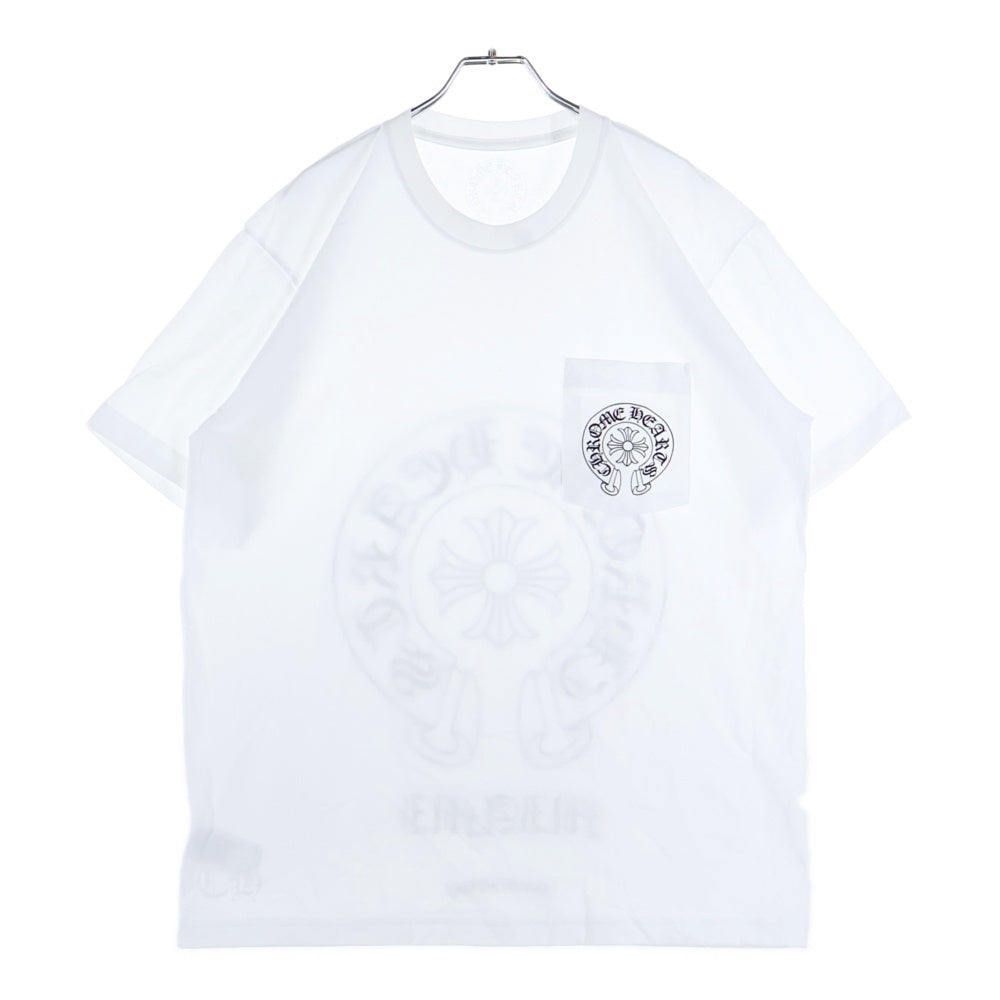 CHROME HEARTS(クロムハーツ) マイアミ限定 バックホースシュー プリント 半袖 クルーネック Tシャツ ホワイト