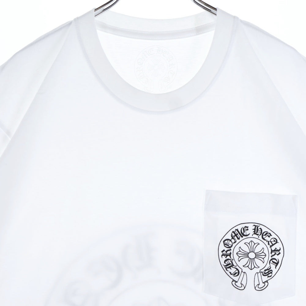 CHROME HEARTS(クロムハーツ) マイアミ限定 バックホースシュー プリント 半袖 クルーネック Tシャツ ホワイト