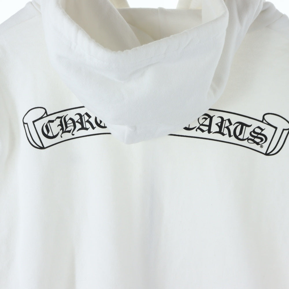 CHROME HEARTS(クロムハーツ) スクロールラベル バックラベルプリント 袖ロゴ ジップアップ パーカー ホワイト