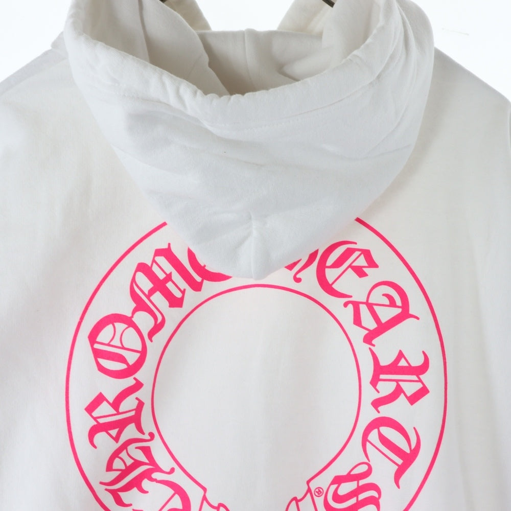 CHROME HEARTS(クロムハーツ) バックホースシュー 袖フローラル ピンクプリント パーカー プルオーバー ホワイト