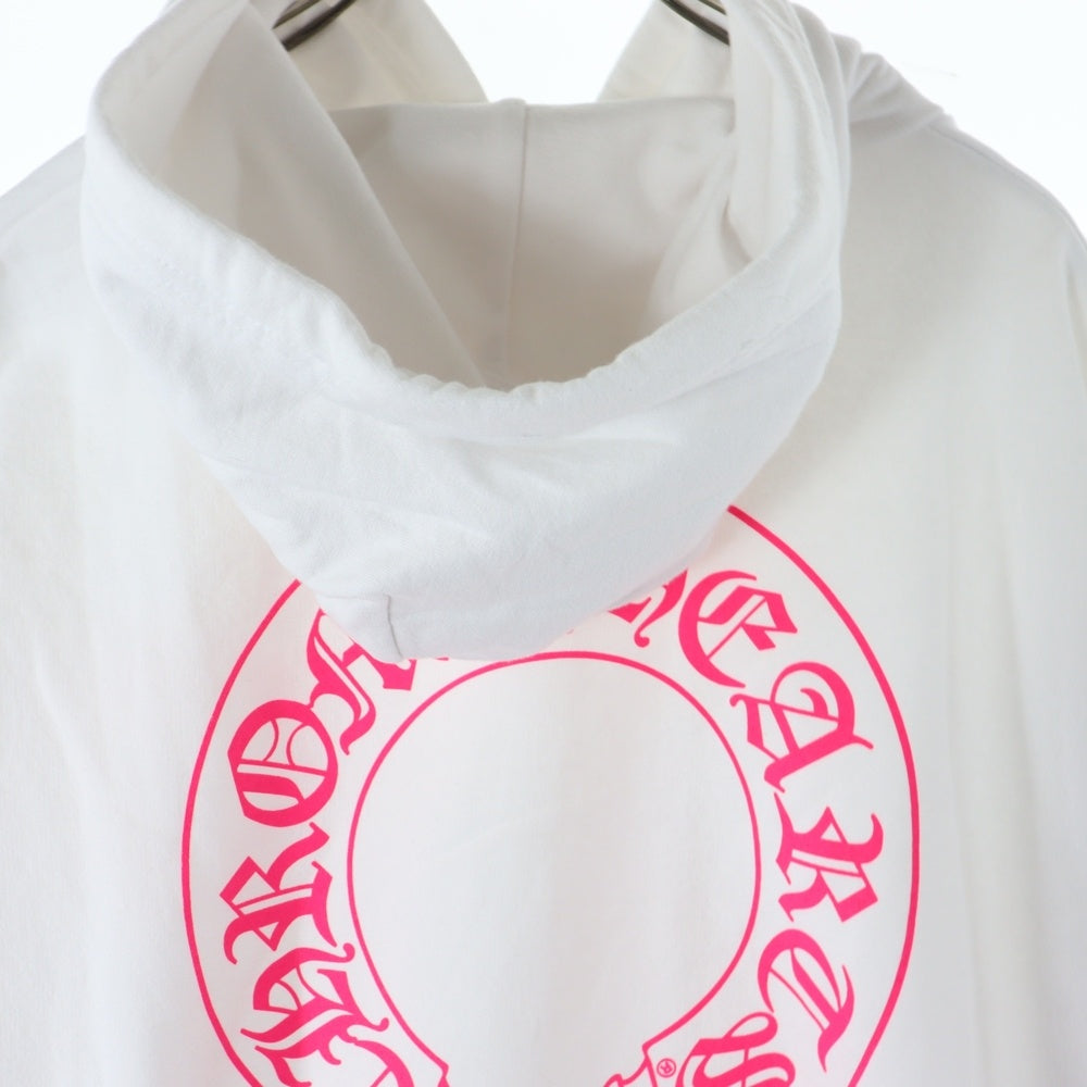 CHROME HEARTS(クロムハーツ) バックホースシュー 袖フローラル ピンクプリント パーカー プルオーバー ホワイト