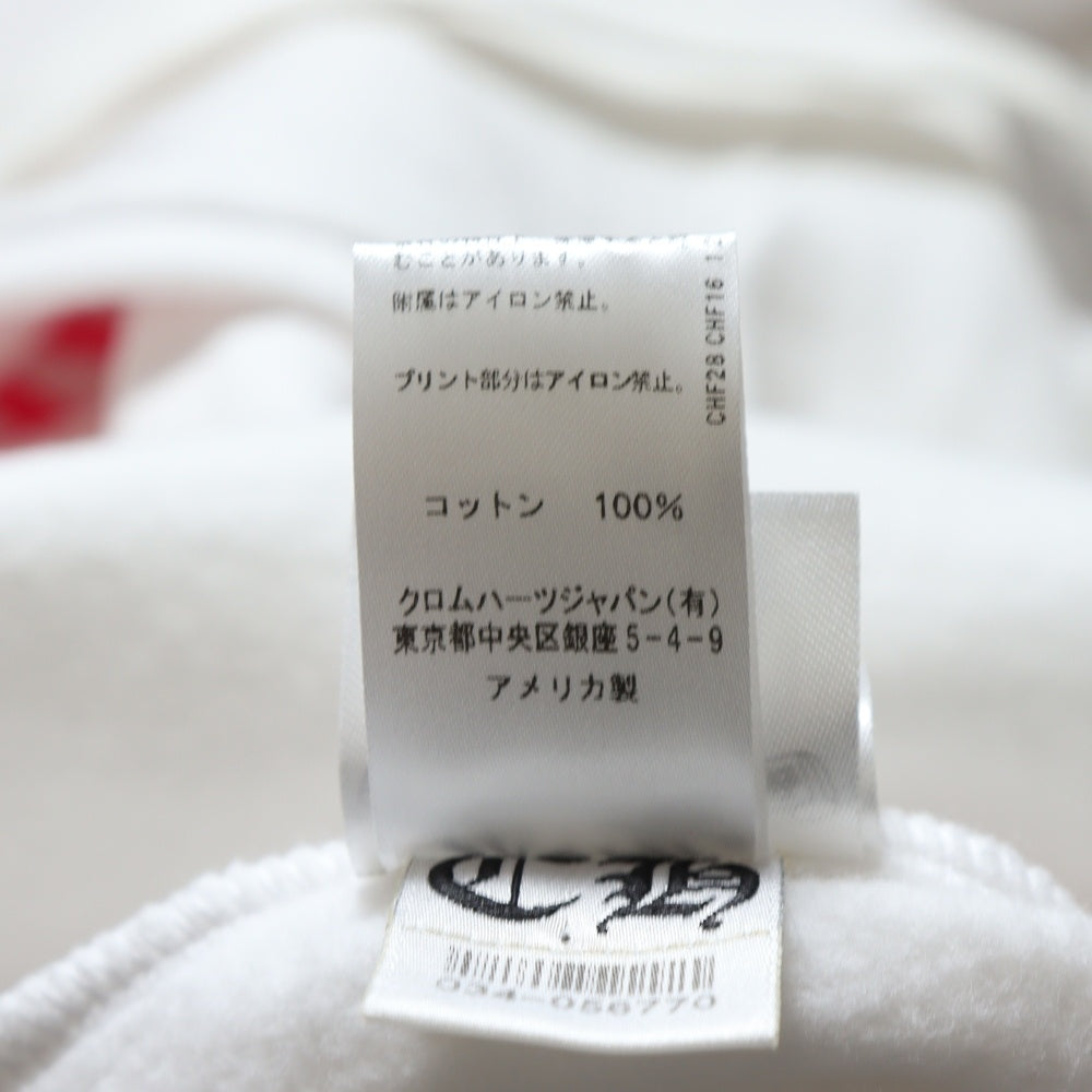 CHROME HEARTS(クロムハーツ) バックホースシュー 袖フローラル ピンクプリント パーカー プルオーバー ホワイト