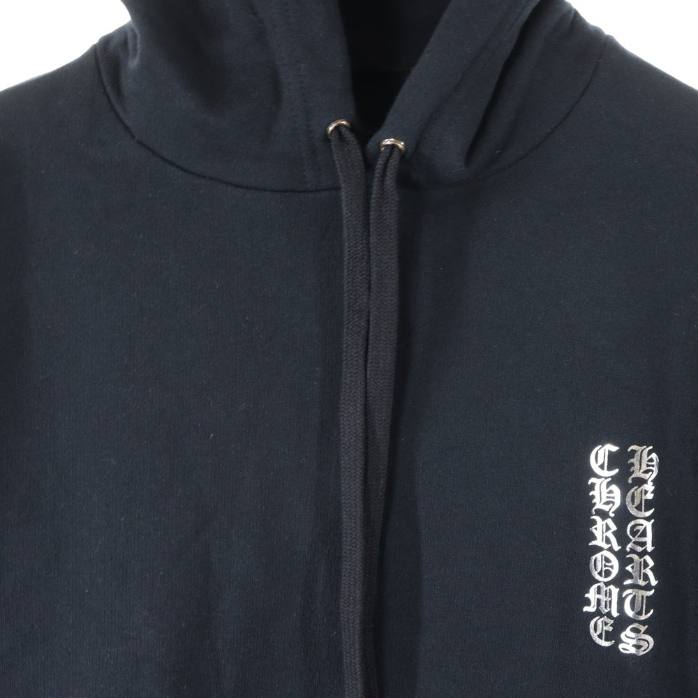 CHROME HEARTS(クロムハーツ) SWTSHRT PLVR 袖ロゴ シルバーメタリックプリント プルオーバーフーディ パーカー ブラック