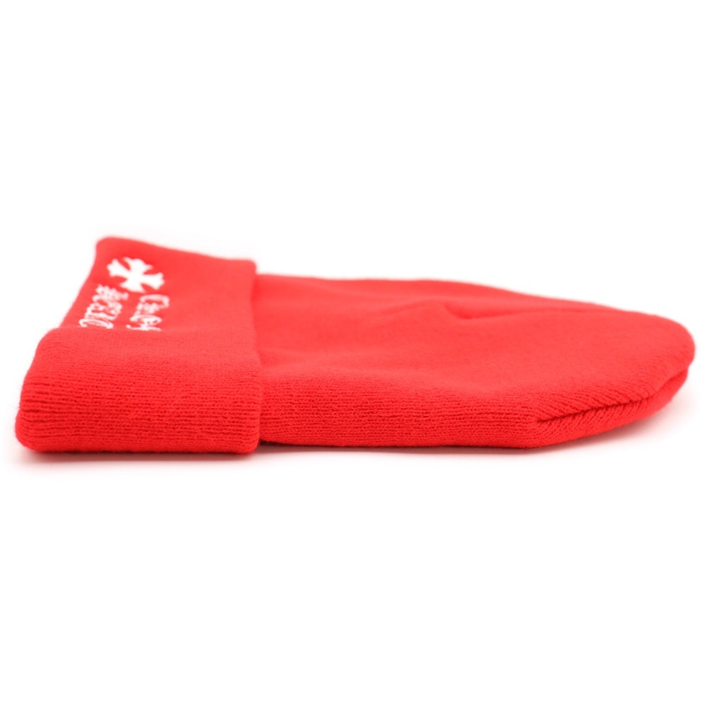 CHROME HEARTS(クロムハーツ) WATCH CAP ワッチキャップ ロゴ刺繍ビーニー ニットキャップ 帽子 レッド