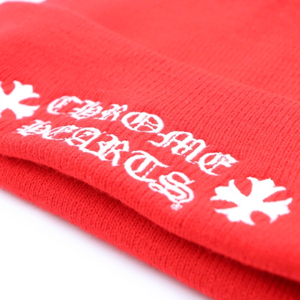 CHROME HEARTS(クロムハーツ) WATCH CAP ワッチキャップ ロゴ刺繍ビーニー ニットキャップ 帽子 レッド