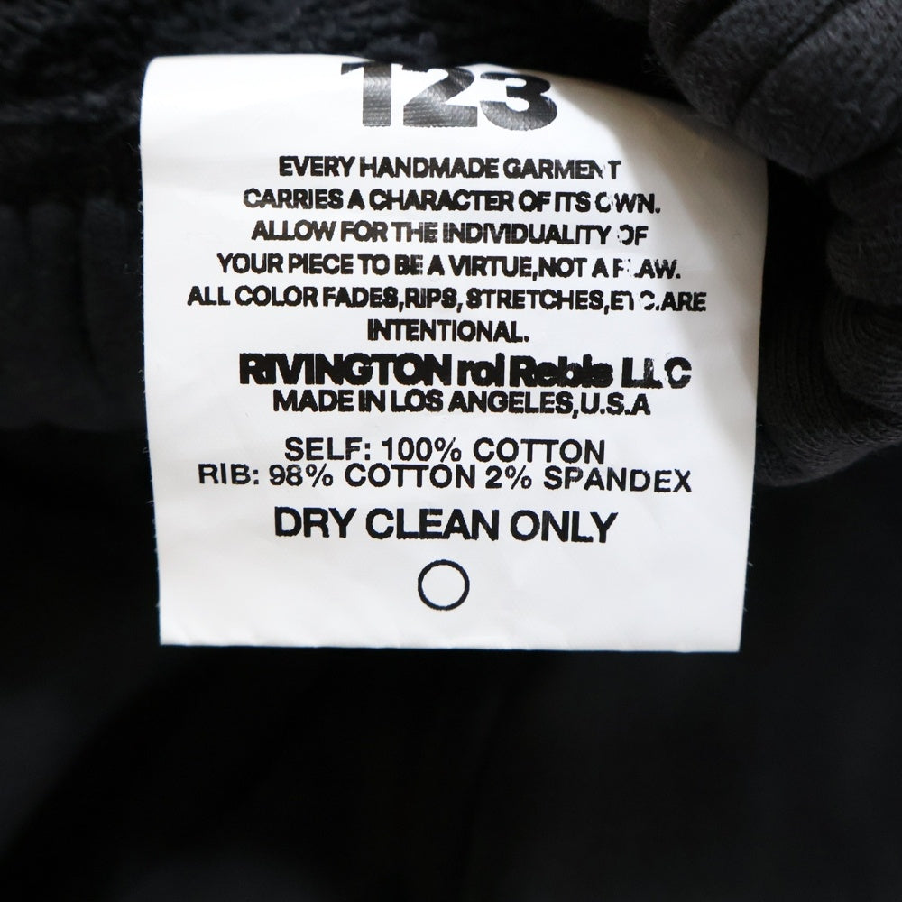 RRR123 RIVINGTON roi Rebis(リヴィントンロイレビス) 24AW INRI SWEAT アイエヌアールアイ スウェット スタッズ フロントプリント パンツ ブラック