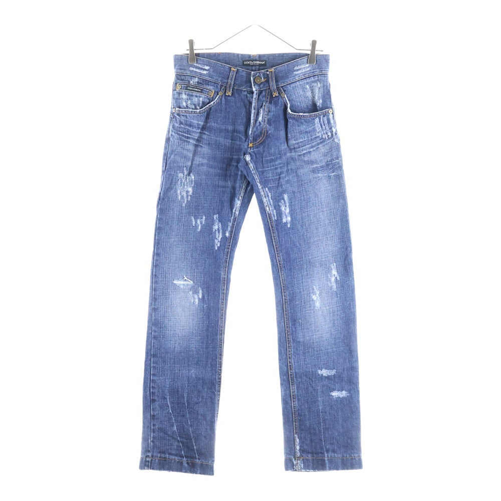 DOLCE & GABBANA(ドルチェアンドガッバーナ) レッドパッチ ダメージ加工 ストレートデニム インディゴ ZDP61/804N