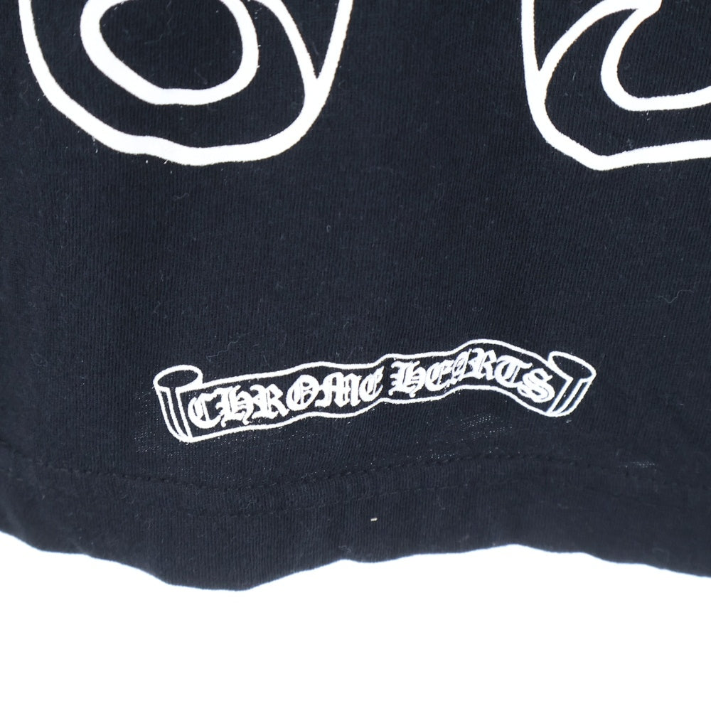 CHROME HEARTS(クロムハーツ) FLRL CRS HORSESHOE L/S バックホースシュー 袖フローラル ロングスリーブカットソー 長袖Tシャツ ロンT ブラック