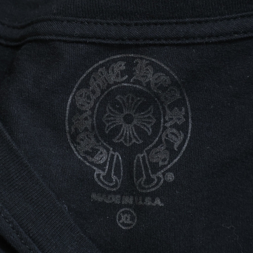 CHROME HEARTS(クロムハーツ) FLRL CRS HORSESHOE L/S バックホースシュー 袖フローラル ロングスリーブカットソー 長袖Tシャツ ロンT ブラック