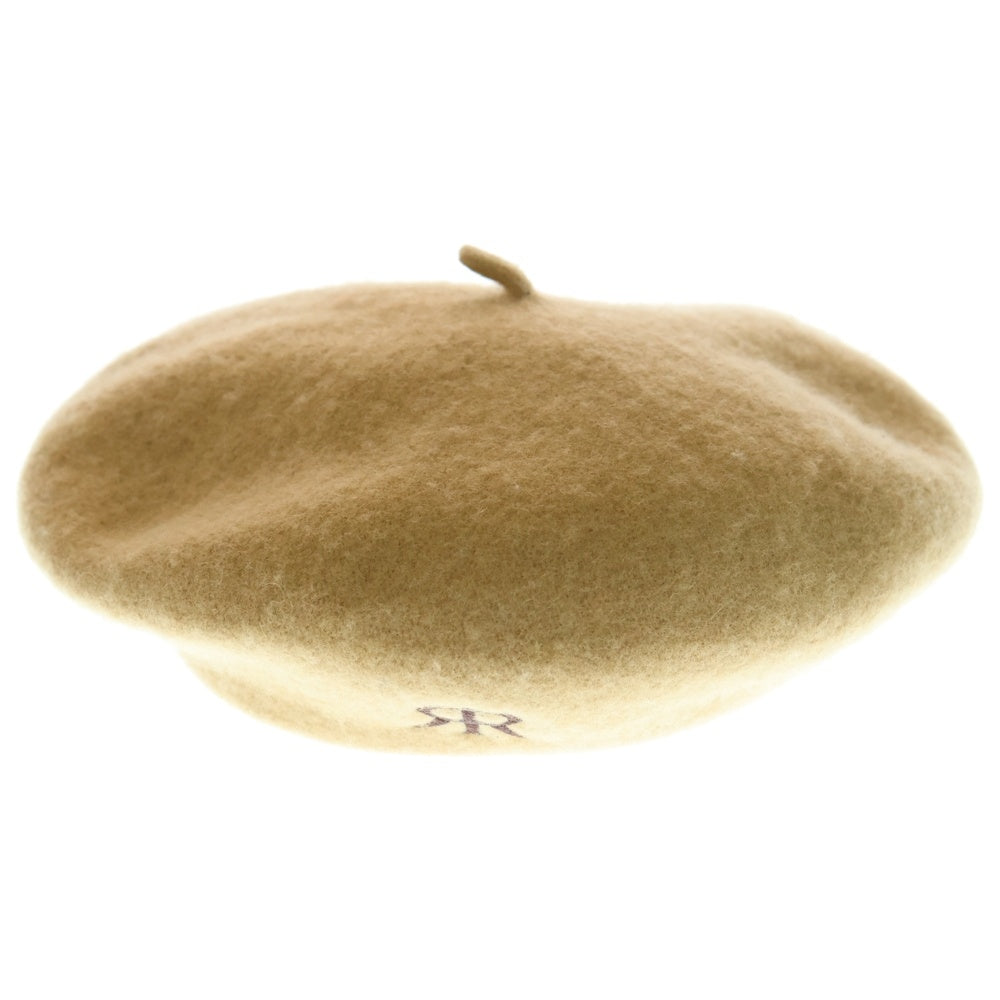 rokh(ロク) 刺繍ロゴ ウール ベレー帽 キャメル