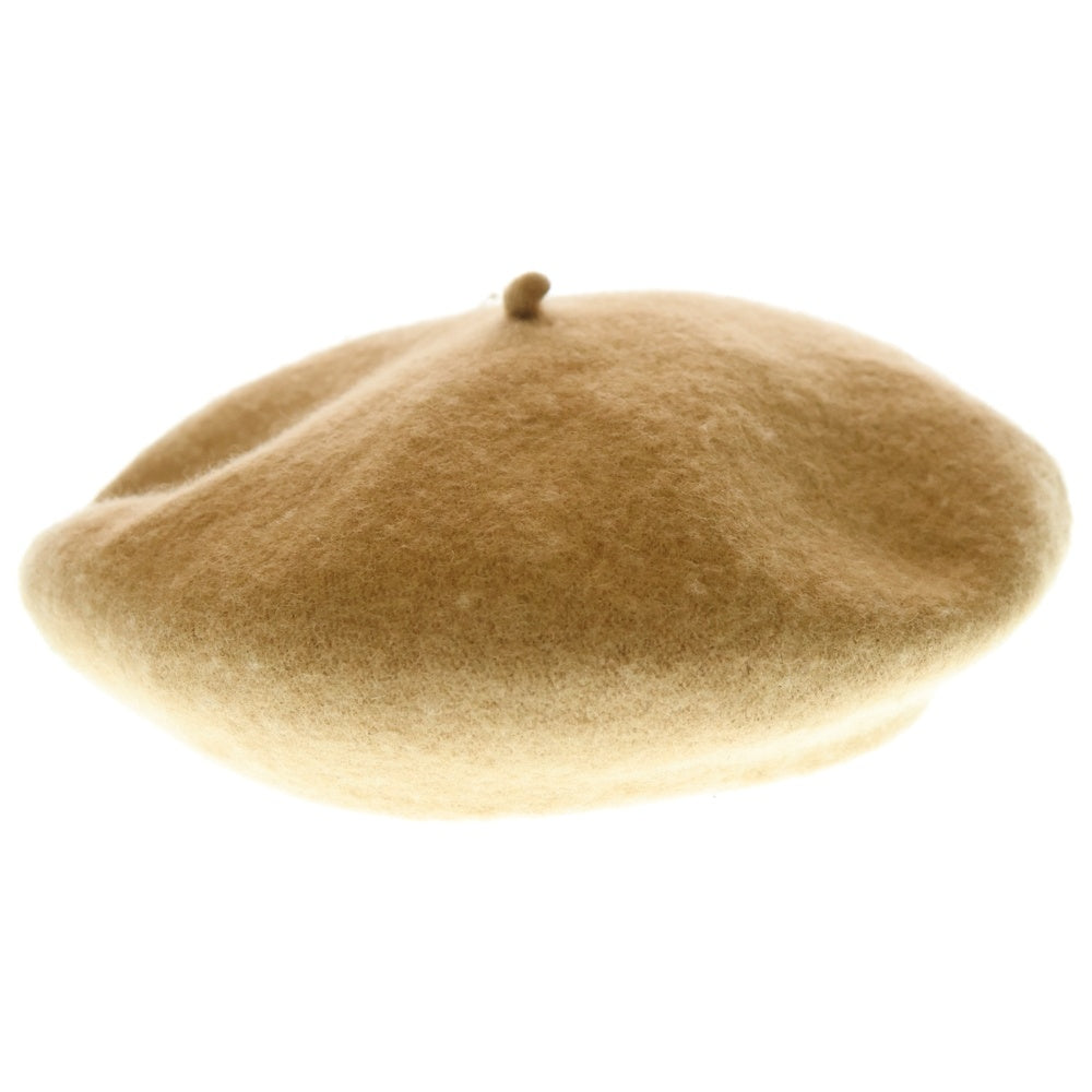 rokh(ロク) 刺繍ロゴ ウール ベレー帽 キャメル