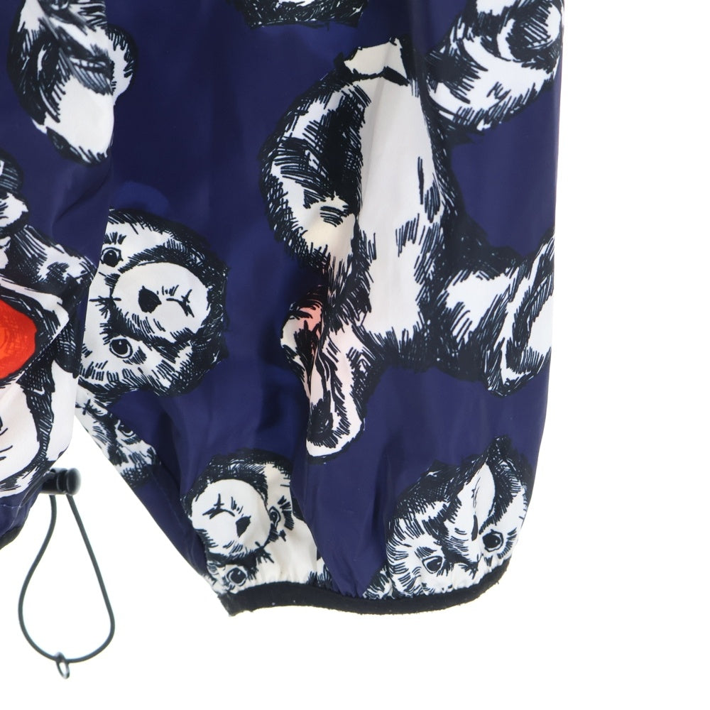 Palm Angels(パームエンジェルス) 総柄デザイン ベアプリント ウインドジップブレーカー フーディジャケット パーカー ネイビー PMEB014S21FAB001