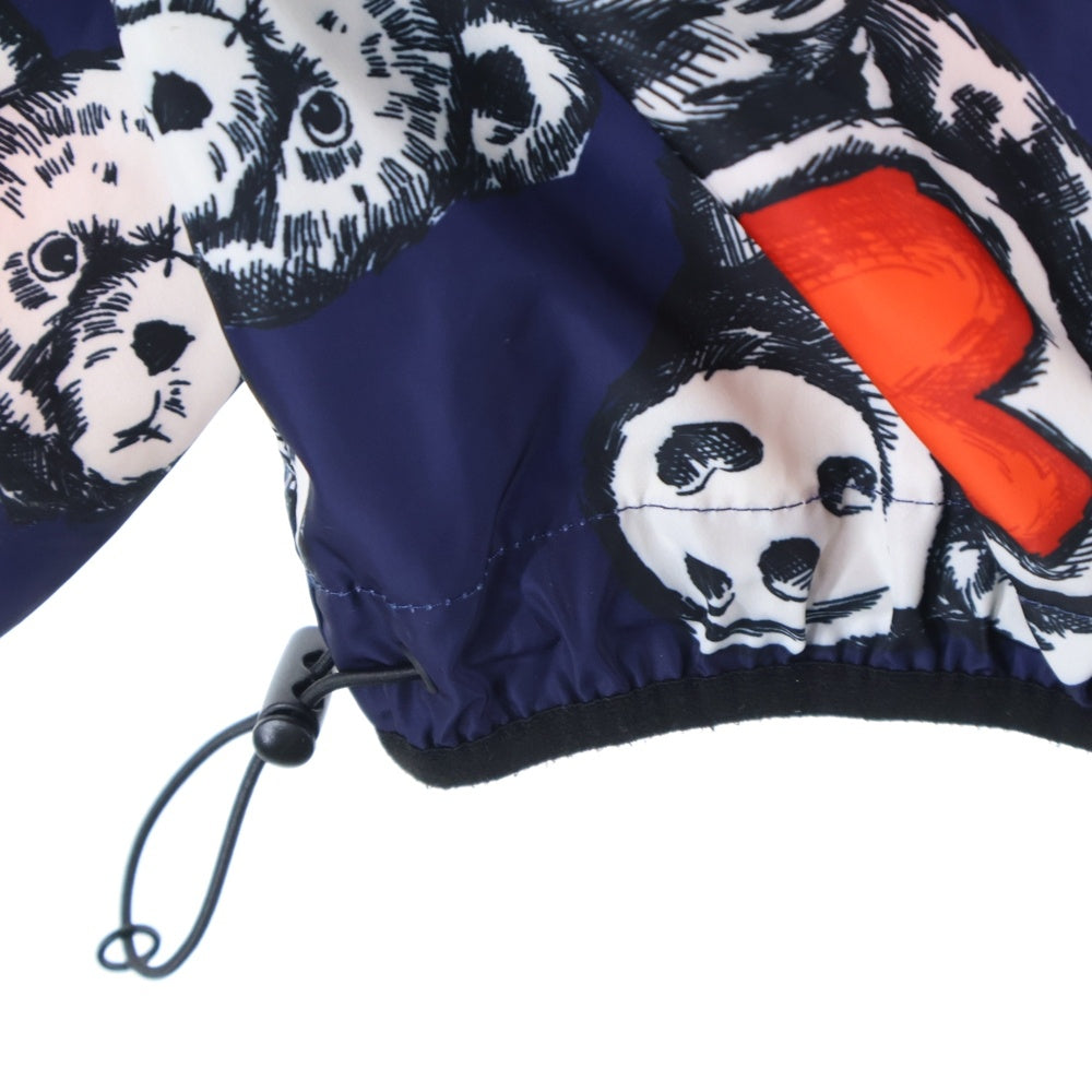 Palm Angels(パームエンジェルス) 総柄デザイン ベアプリント ウインドジップブレーカー フーディジャケット パーカー ネイビー PMEB014S21FAB001