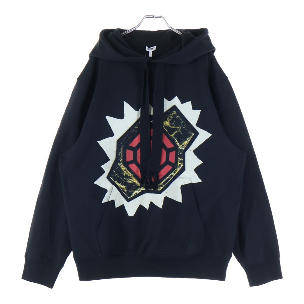 LOEWE(ロエベ) フロントプリント オーバーサイズプルオーバーパーカー フーディー ブラック H526Y25X01