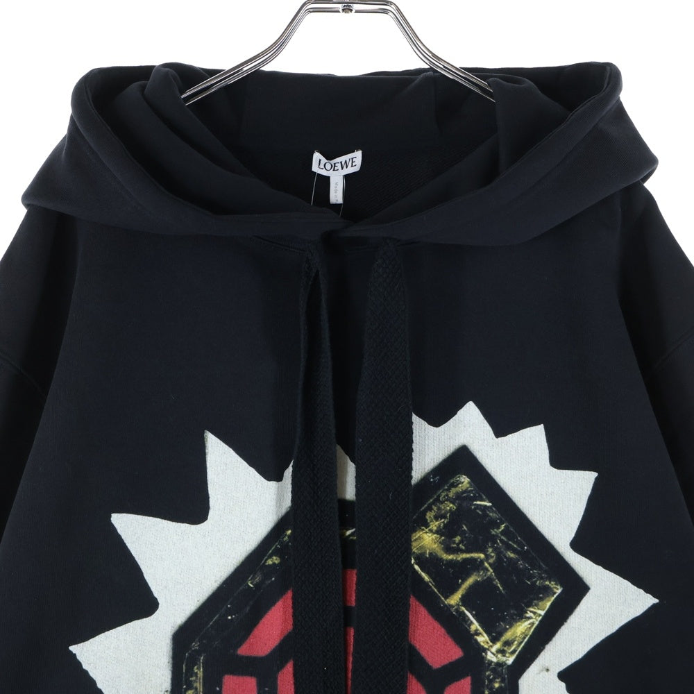LOEWE(ロエベ) フロントプリント オーバーサイズプルオーバーパーカー フーディー ブラック H526Y25X01