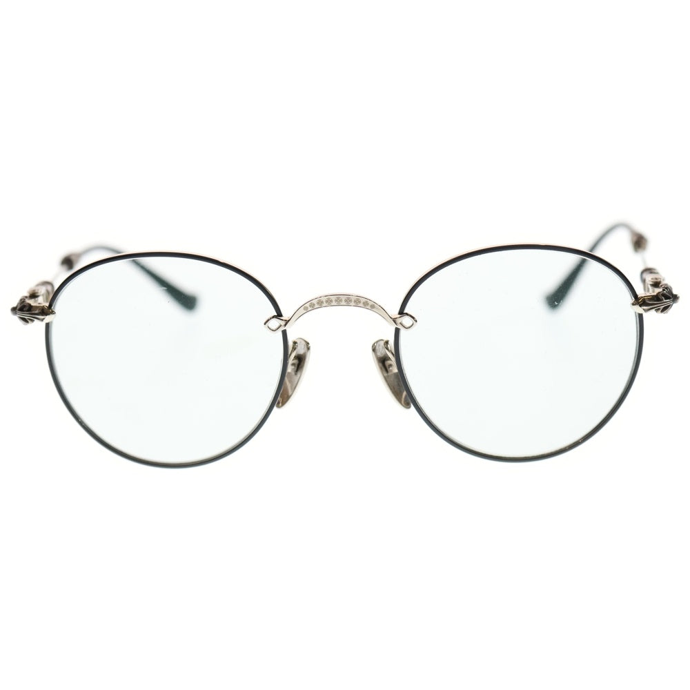 CHROME HEARTS(クロムハーツ) BUBBA-A クロステンプル メタルフレームラウンドサングラス アイウェア 眼鏡 シルバー/ブラック