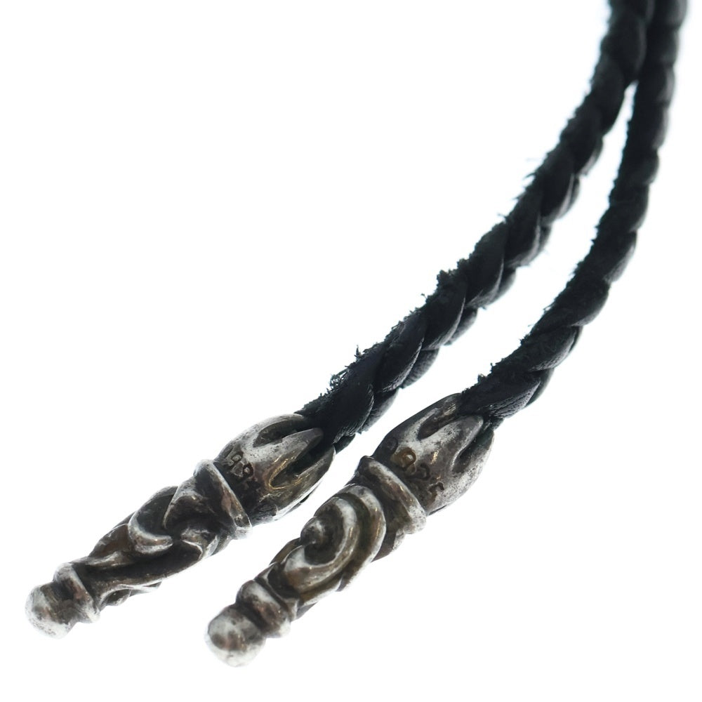 CHROME HEARTS(クロムハーツ) LEATHER BRAID SCROLL ネックレス レザーブレイドネックレス ブラック/シルバー BCA377