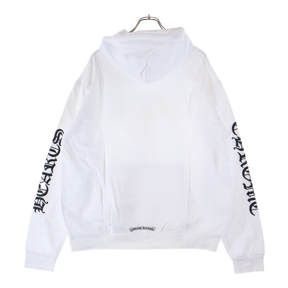 CHROME HEARTS(クロムハーツ) SWTSHRT PLVR バーティカルロゴ 袖プリントプルオーバースウェットパーカー フーディ ホワイト