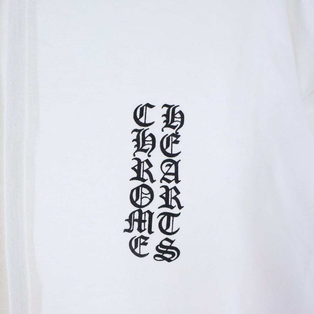 CHROME HEARTS(クロムハーツ) SWTSHRT PLVR バーティカルロゴ 袖プリントプルオーバースウェットパーカー フーディ ホワイト