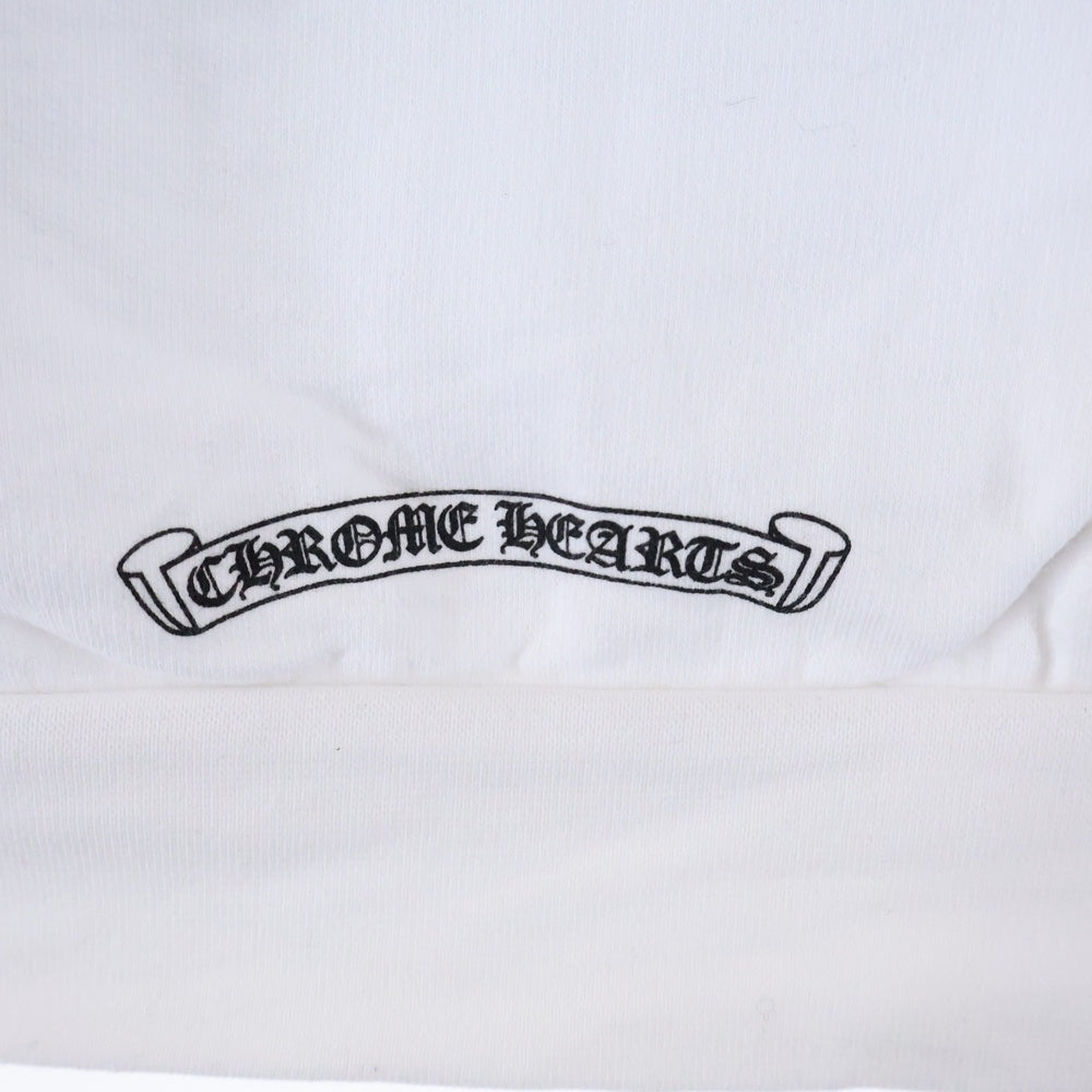 CHROME HEARTS(クロムハーツ) SWTSHRT PLVR バーティカルロゴ 袖プリントプルオーバースウェットパーカー フーディ ホワイト