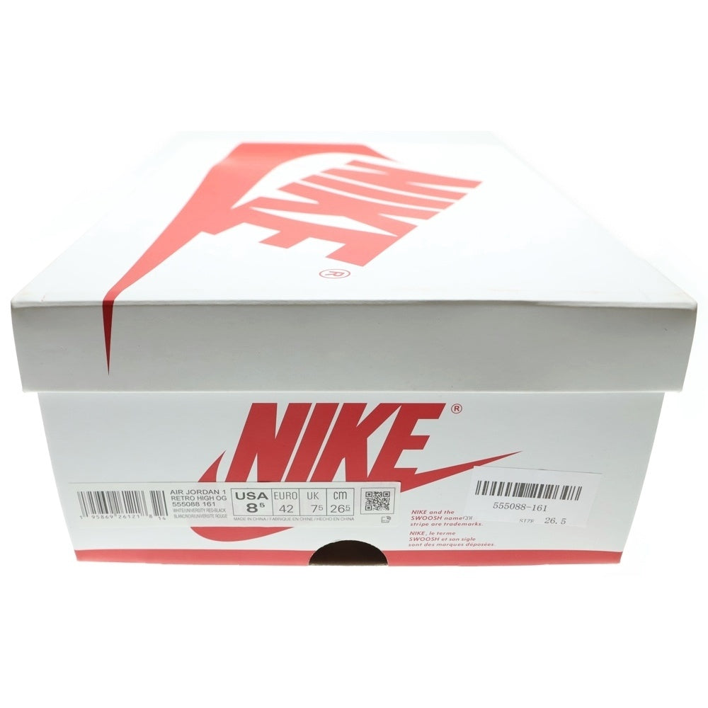 NIKE(ナイキ) AIR JORDAN 1 HIGH OG HERITAGE エアジョーダン ヘリテージ ハイカットスニーカー ホワイト/レッド US8.5/26.5cm 555088-161