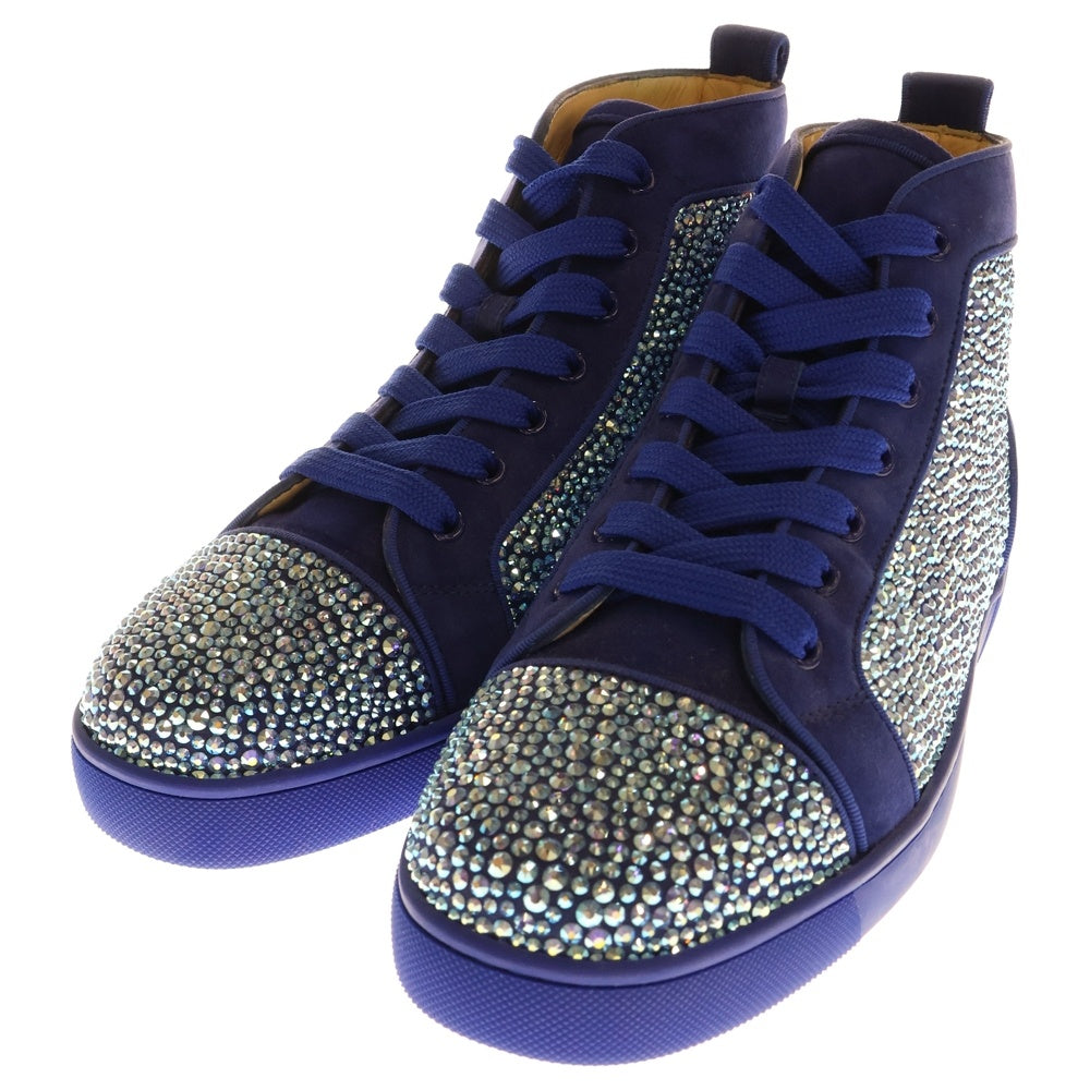 CHRISTIAN LOUBOUTIN(クリスチャンルブタン) ルイス フラット ラインストーン ハイカットスニーカー ブルー