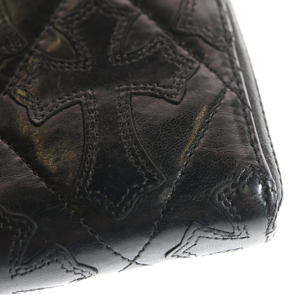 CHROME HEARTS(クロムハーツ) REC F ZIP QUILTED セメタリー クロスキルティング レザーウォレット 財布 ブラック