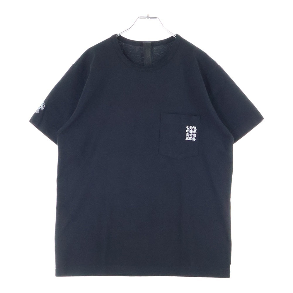 CHROME HEARTS(クロムハーツ) Y NOT 胸ポケットロゴ刺繍 半袖 クルーネック Tシャツ ブラック
