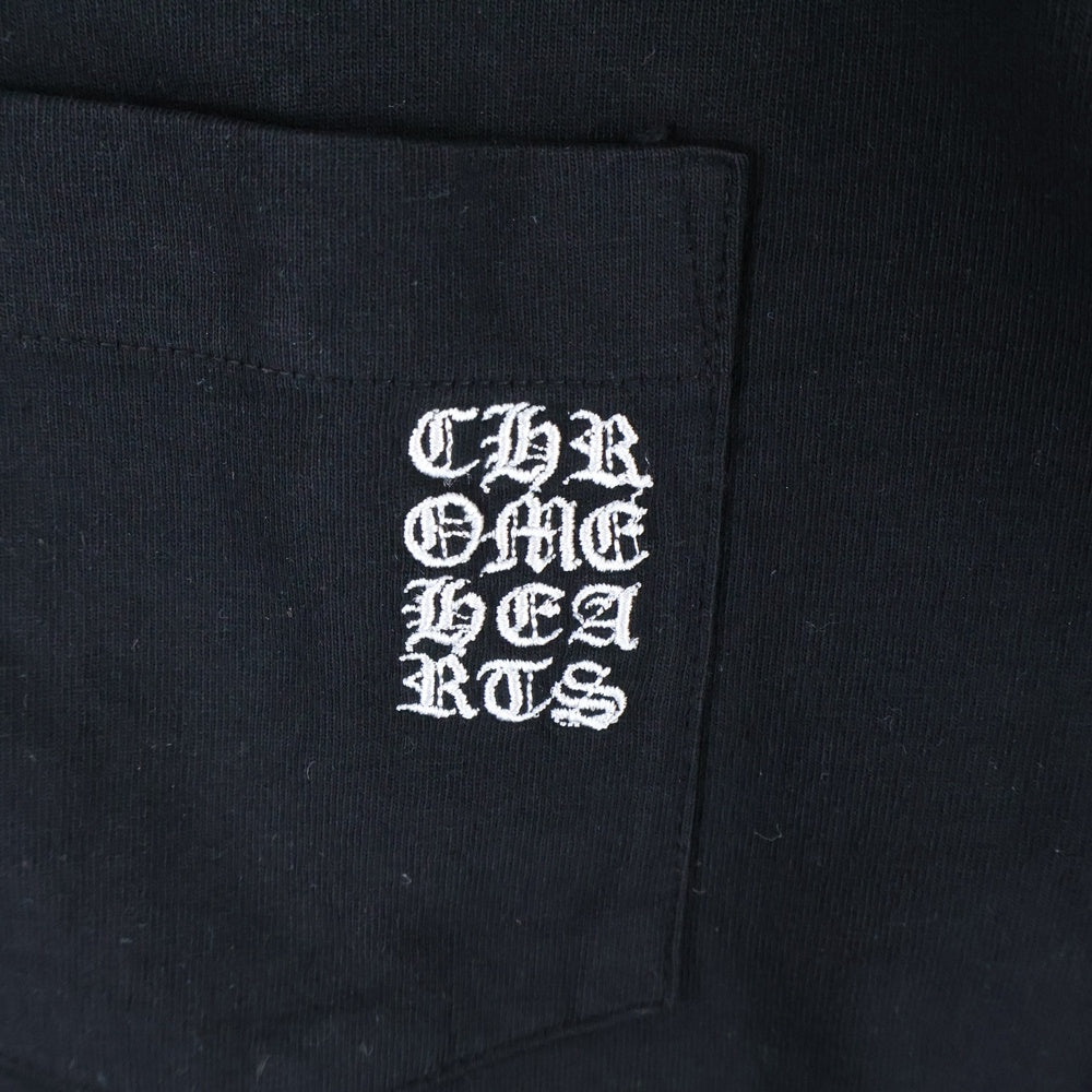 CHROME HEARTS(クロムハーツ) Y NOT 胸ポケットロゴ刺繍 半袖 クルーネック Tシャツ ブラック