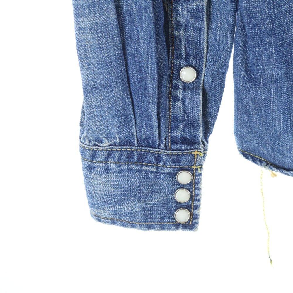 REMI RELIEF(レミ レリーフ) スタッズ付き ウォッシュ加工 長袖 デニムシャツ ライトブルー