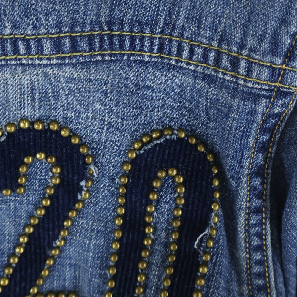 REMI RELIEF(レミ レリーフ) スタッズ付き ウォッシュ加工 長袖 デニムシャツ ライトブルー