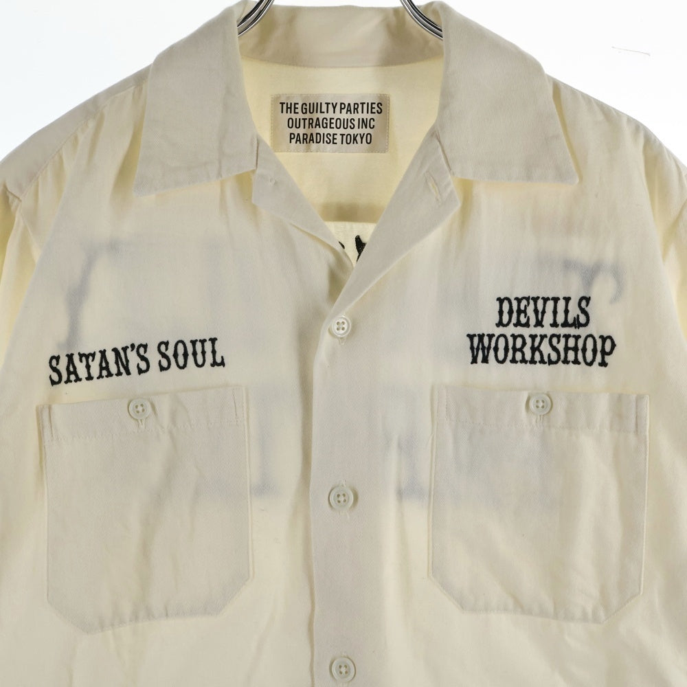 WACKO MARIA(ワコマリア) 刺繍ロゴ オープンカラー 長袖シャツ ホワイト